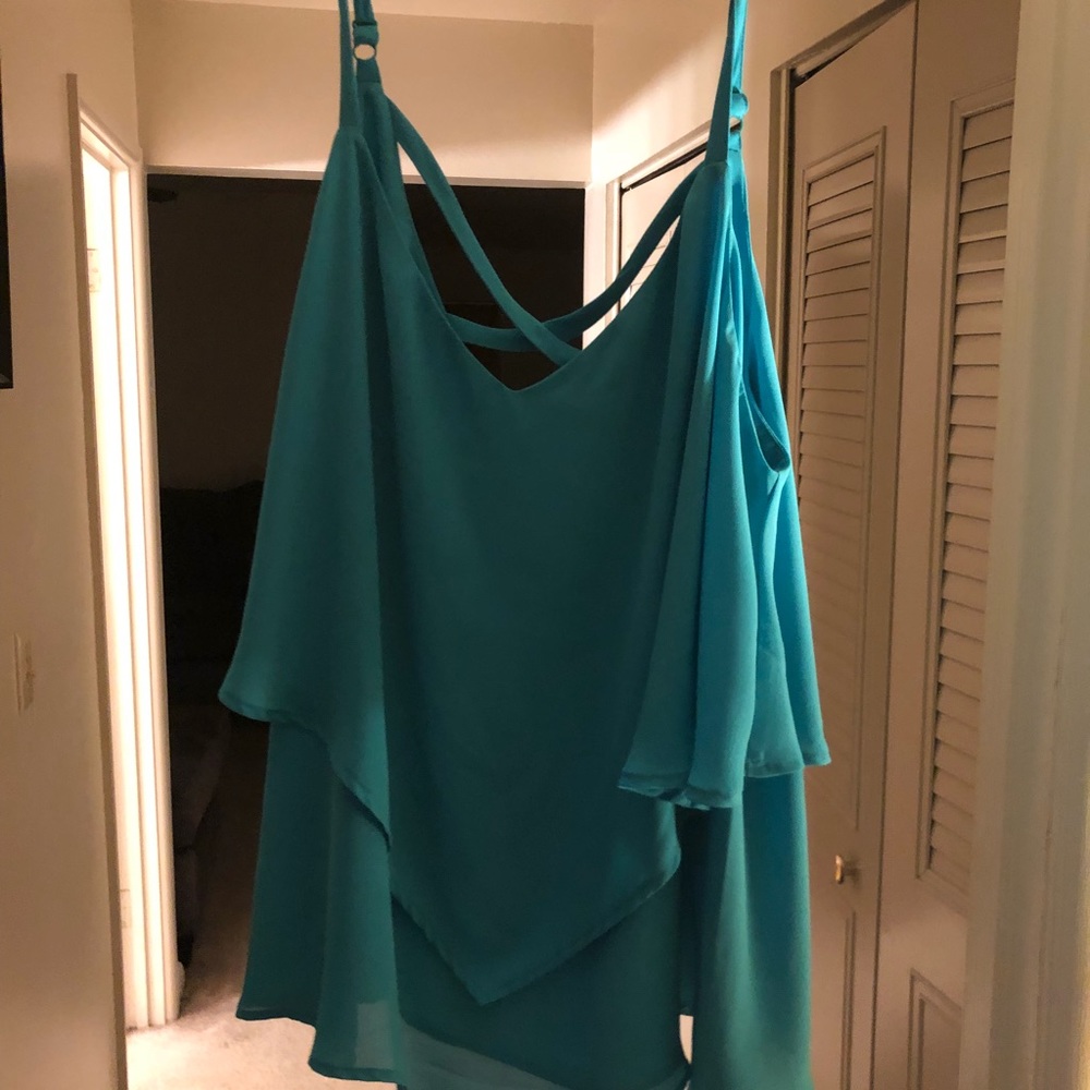 Pretty teal colored spaghetti top